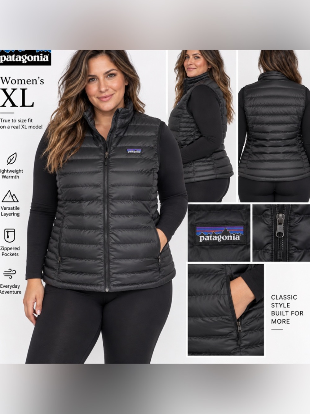 Patagonia Women's XL Black Down Puffer Vest
